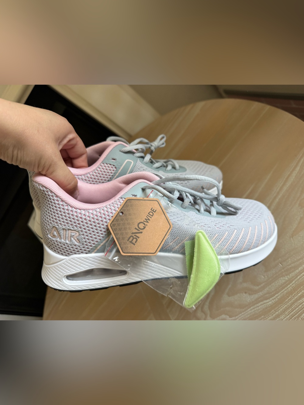 BNQ|Women’s Light Gray & Pink Athletic Sneakers,Orthotic slip on tennis shoe NEW - Picture 5 of 16